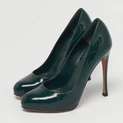 Pre Owned Gianvito Rossi Size 36 Dark Green Patent Leather Platform Pumps