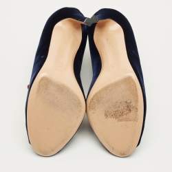 مملوكة مسبقًا حذاء بوت كاحل جينفيتو روسي "ميرال" دانتيل علوي مخملي أزرق بحري مقاس 35.5