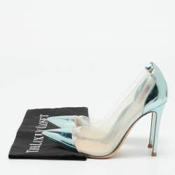 Pre Owned Gianvito Rossi Plexi Size 37.5 Green Patent Leather and PVC Pumps