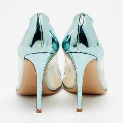 Pre Owned Gianvito Rossi Plexi Size 37.5 Green Patent Leather and PVC Pumps