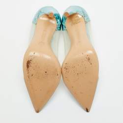 Pre Owned Gianvito Rossi Plexi Size 37.5 Green Patent Leather and PVC Pumps