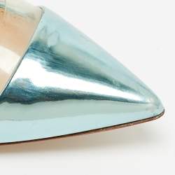 Pre Owned Gianvito Rossi Plexi Size 37.5 Green Patent Leather and PVC Pumps