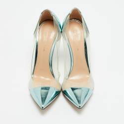 Pre Owned Gianvito Rossi Plexi Size 37.5 Green Patent Leather and PVC Pumps
