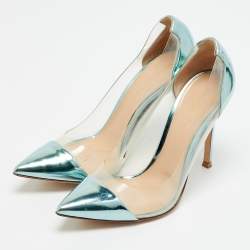 Pre Owned Gianvito Rossi Plexi Size 37.5 Green Patent Leather and PVC Pumps