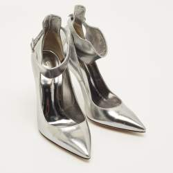 Pre Owned Gianvito Rossi Ankle Cuff Size 35 Silver Patent Leather Pumps