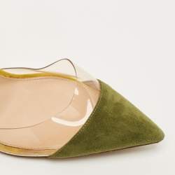 مملوكة مسبقًا حذاء كعب عالي جيانفيتو روسي جلد بيج/أسود بشبك سوار الكاحل مقاس 35.5