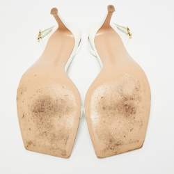 Pre Owned صندل جيانفيتو روسي برباط كاحل جلد و بي في سي بيج مقاس 36