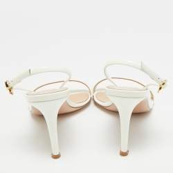 Pre Owned صندل جيانفيتو روسي برباط كاحل جلد و بي في سي بيج مقاس 36