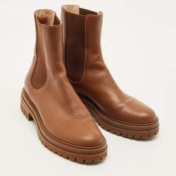 مملوكة مسبقًا Gianvito Rossi Size 39.5 Brown Leather Chelsea Boots