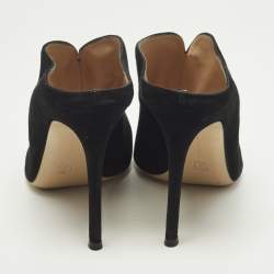 Pre Owned حذاء مولز جيانفيتو روسي مفتوح من الأمام سويدي أسود مقاس 39.5