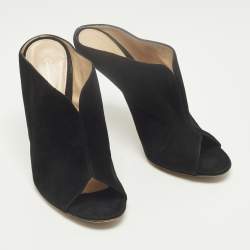 Pre Owned حذاء مولز جيانفيتو روسي مفتوح من الأمام سويدي أسود مقاس 39.5