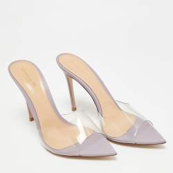 Pre Owned Gianvito Rossi Elle Size 40.5 Transparent Leather and PVC Slide Sandals