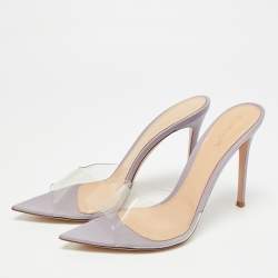 Pre Owned Gianvito Rossi Elle Size 40.5 Transparent Leather and PVC Slide Sandals