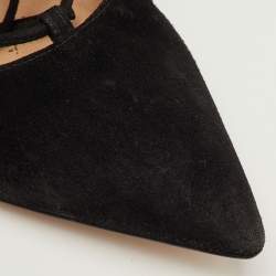 مملوكة مسبقًا Gianvito Rossi Femi Size 38 Black Suede Lace up Pointed Toe Pumps