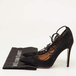 مملوكة مسبقًا Gianvito Rossi Femi Size 38 Black Suede Lace up Pointed Toe Pumps