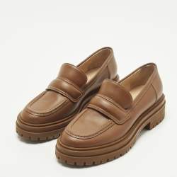 Pre Owned Gianvito Rossi Argo Size 36 Brown Leather Loafers