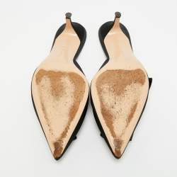 مملوكة مسبقًا Gianvito Rossi Kyoto Bow Size 38.5 Black Canvas Mules