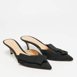 مملوكة مسبقًا Gianvito Rossi Kyoto Bow Size 38.5 Black Canvas Mules