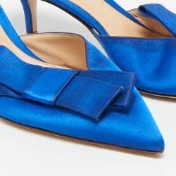 مملوكة مسبقًا Gianvito Rossi Kyoto Bow Size 39 Blue Satin Mules