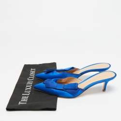 مملوكة مسبقًا Gianvito Rossi Kyoto Bow Size 39 Blue Satin Mules