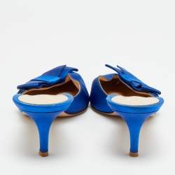 مملوكة مسبقًا Gianvito Rossi Kyoto Bow Size 39 Blue Satin Mules