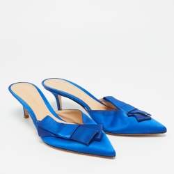 مملوكة مسبقًا Gianvito Rossi Kyoto Bow Size 39 Blue Satin Mules