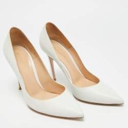 Pre Owned حذاء كعب عالي جيانفيتو روسي جلد أبيض مقاس 38.5