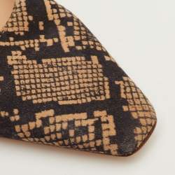 مملوكة مسبقًا Gianvito Rossi Size 37 Black/Beige Python Print Suede Slingback Pumps