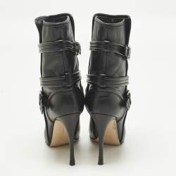 Pre Owned Gianvito Rossi Buckle Size 38.5 Black Leather Ankle Length Boots