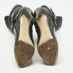 Pre Owned Gianvito Rossi Buckle Size 38.5 Black Leather Ankle Length Boots