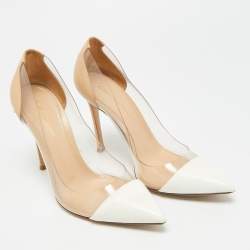 Pre Owned Gianvito Rossi Plexi Size 36.5 Tricolor Leather and PVC Pumps