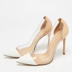 Pre Owned Gianvito Rossi Plexi Size 36.5 Tricolor Leather and PVC Pumps