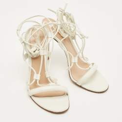 Pre Owned صندل جيانفيتو روسي سيلفي جلد أبيض مقاس 38.5