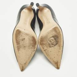 مملوكة مسبقًا حذاء كعب عالي جيانفيتو روسي من الجلد الأسود برأس مدبب مقاس 35