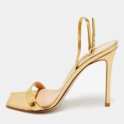 Pre Owned Gianvito Rossi Ribbon 55 Size 39 Gold Leather Slingback Sandals