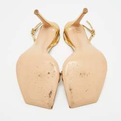 Pre Owned Gianvito Rossi Ribbon 55 Size 39 Gold Leather Slingback Sandals