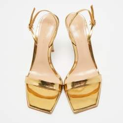 Pre Owned Gianvito Rossi Ribbon 55 Size 39 Gold Leather Slingback Sandals