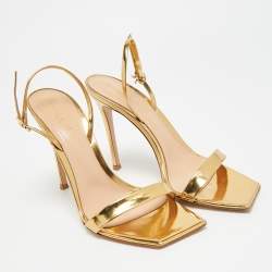 Pre Owned Gianvito Rossi Ribbon 55 Size 39 Gold Leather Slingback Sandals