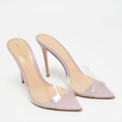 مملوكة مسبقًا Gianvito Rossi Elle Size 39 Transparent Leather and PVC Slide Sandals