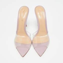 مملوكة مسبقًا Gianvito Rossi Elle Size 39 Transparent Leather and PVC Slide Sandals