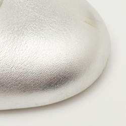 Pre Owned Gianvito Rossi Carla Size 41 Silver Leather Mary Jane Ballet Flats