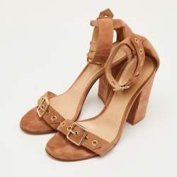 مملوكة مسبقًا صندل بحزام للكاحل بمشبك مقدمة مربعة جيانفيتو روسي شامواه بيج كعب عالي متوسط مقاس 39