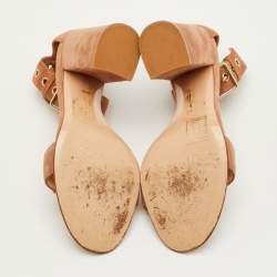 مملوكة مسبقًا صندل بحزام للكاحل بمشبك مقدمة مربعة جيانفيتو روسي شامواه بيج كعب عالي متوسط مقاس 39