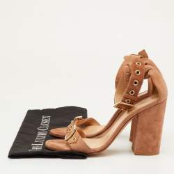 مملوكة مسبقًا صندل بحزام للكاحل بمشبك مقدمة مربعة جيانفيتو روسي شامواه بيج كعب عالي متوسط مقاس 39