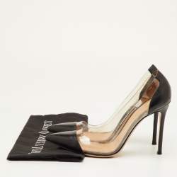 مملوكة مسبقًا حذاء كعب عالي جيانفيتو روسي مقدمة مدببة بلاك/شفاف جلد وبي في سي بليكسي مقاس 39.5