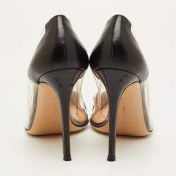 مملوكة مسبقًا حذاء كعب عالي جيانفيتو روسي مقدمة مدببة بلاك/شفاف جلد وبي في سي بليكسي مقاس 39.5