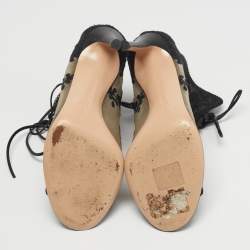 مملوكة مسبقًا Gianvito Rossi Giada Size 37 Black Lace and Mesh Ankle Length Boots