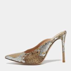 مملوكة مسبقًا Gianvito Rossi Size 36 Silver/Brown Python Leather Mules