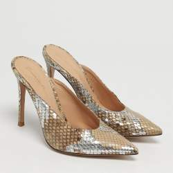 مملوكة مسبقًا Gianvito Rossi Size 36 Silver/Brown Python Leather Mules