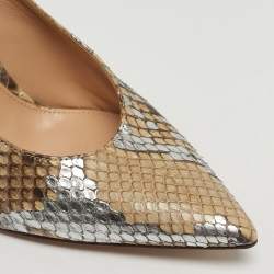 مملوكة مسبقًا Gianvito Rossi Size 36 Silver/Brown Python Leather Mules